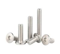 5/10/20/50pcs M2 .5 M3 M4 M5 M6 M8 304 Douille Hexagonale En Acier Inoxydable Boulon À Tête Plate Super Basse(10mm,M2 x 50pcs)