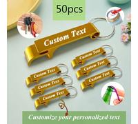 5/10/20/50pcs Porte-clés décapsuleur personnalisé avec texte/logo, métal léger, convient pour les mariages, les événements d'entreprise Bleu 10 pièces,Violet 10 pièces,Or 10 pièces,Violet 5 pièces,Ver