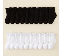 5/10/20 paires de chaussettes pour enfants/chaussettes d'école/chaussettes en dentelle, couleur unie style minimaliste classique, peau douce et confortable, respirantes et polyvalentes, conviennent po