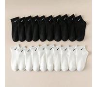 5/10/20 paires de chaussettes pour femmes : rayées noir et blanc, style simple de chaussettes de clown à la cheville, chaussettes à sangles diagonales, chaussettes de sport douces et confortables 36-3