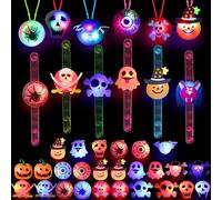 5/10/20 PIÈCES Bracelets et bagues lumineux Halloween Citrouille et Fantôme, Décoration de nuit, Cadeaux de fête d'Halloween, Cadeaux de festival et de carnaval, Articles pour sacs cadeaux Ramdom Brac