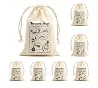 5/10/20 pièces Sacs cadeaux thème pirate, sacs cadeaux imprimés de carte au trésor, sacs à cordon de fête, sacs de décoration de fête, sacs cadeaux de fête d'aventure Animal,LettresPolyester