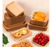5/10/50 pièces Plateaux alimentaires jetables en papier kraft brun, plateaux de service pour les en-cas, pour les frites, les croustilles de maïs, les hot-dogs, le pain de maïs, le barbecue 1# (24,8 c