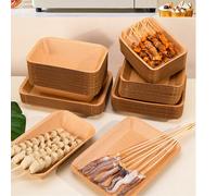 5/10/50 pièces Plateaux jetables en papier kraft pour le service alimentaire, support de présentation de collations pour frites, chips de maïs, hot-dogs, tortillas, fêtes barbecue 1# (24,8 cm * 17,4 c