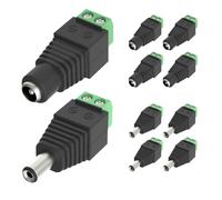 5/10 paires de connecteurs cylindriques d'alimentation CC 12 V 2,1 x 5,5 mm for bande de sécurité(5 pairs)