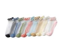5/10 Pairs Pearl Transparent Socks, Tulle Summer Women Lace Elastic Thin Silk Stockings (10 Pairs-random Colors)