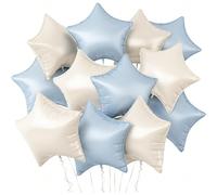 5/10 pièces Ballons étoilés bleus, blancs crème, bleu blanc crème. Ballons en forme d'étoile bleu, blanc, bleu blanc crème en feuille d'aluminium Mylar de 18 pouces pour la décoration d'anniversaire, 