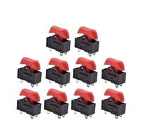 5/10 pièces bouton poussoir interrupteur à bascule bateau sèche-cheveux accessoires verrouillage 3 broches 3 positions 10A 250VAC interrupteur marche/arrêt rouge noir(10PCS Red)