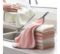 5/10 pièces Set de Chiffons de Vaisselle, Chiffons de Nettoyage de Cuisine Style Suspendu, Serviettes en Polaire de Corail, Serviettes de Nettoyage de Vaisselle pour la Maison (Couleur Aléatoire), Chi