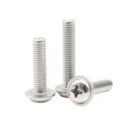 5-100 Pièces M1.4-M8 PWM-type Vis à machine à tête ronde fendue cruciforme avec rondelle en acier inoxydable, M4x45mm(20 pièces)