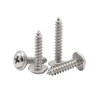 5-100 Pièces M1.4-M8 Vis autotaraudeuses à tête bombée fendue cruciforme avec rondelle en acier inoxydable, M4x45mm(20 pièces)