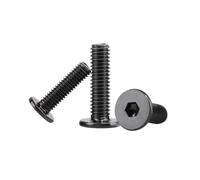 5-100 pièces M2/M2.5/M3/M4/M5/M6 acier inoxydable 304 noir vis à tête plate ultra-mince et douille hexagonale, M5x20mm