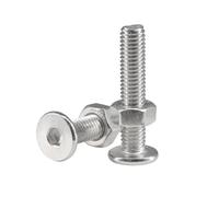5-100 pièces M2/M2.5/M3/M4/M5/M6/M8/M10 acier inoxydable 304 sets combinés de vis à tête plate et douille hexagonale et écrous, M10x20mm