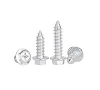 5-100 pièces M3-M8 acier inoxydable/acier au carbone empreinte cruciforme tête hexagonale à embase vis autotaraudeuses, M6x60mm(5 pièces)