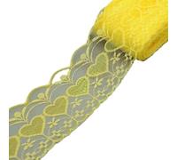 5 10Yards 75mm Thin Shiny Ribbon Trims Embroidery Lace Fabric Sewing Dress Curtain Home Texile Tape DIY Wedding Crafts Decoraion(Yellow,10码_75MM WIDE)