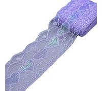 5 10Yards 75mm Thin Shiny Ribbon Trims Embroidery Lace Fabric Sewing Dress Curtain Home Texile Tape DIY Wedding Crafts Decoraion(Purple,5码_75MM WIDE)