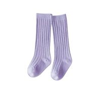 5 12, fille, chaussettes centrales, 1 paquet, nœud côtelé, bas longs, chaussettes froncées, chaussettes d'école pour bébé de 12 à 18 mois, lilas, S Infant