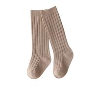 5 12, fille, chaussettes centrales, 1 paquet, nœud côtelé, bas longs, chaussettes froncées, chaussettes d'école pour bébé de 12 à 18 mois, kaki, XL Toddler