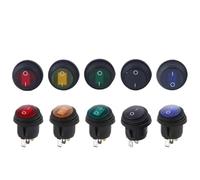 5/20/100PCS 3Pin KCD1 Mini Round Circular Shape Waterproof Rocker Switch ON/OFF Electrical Equipment With Lighting Power 12V(LED YELLOW 12V-24V,5PCS)