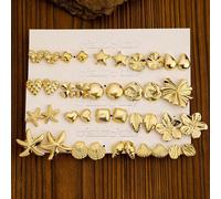 5-20 paires/set Boucles d'oreilles dorées à la mode, designs géométriques, convient pour un port quotidien pour toutes les filles ABS