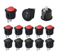 5/20 pièces interrupteur à bascule rond 12V marche/arrêt 2 broches 20MM(2Pin Red,100PCS)