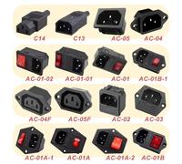 5/20 pièces prise de courant ca interrupteur à bascule IEC 320 C13 C14 connecteur électrique mâle femelle 3 broches avec fusible 250V 10A et lampe rouge AC-01-1
