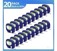 5-20Pack 91200 91330 Compatible DYMO LetraTag Plus LT-100T LT-100H 200B QX50 Papier Blanc 12mm x 4m 10697 LT attro Recharge 20 Pack