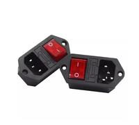 5/20PCS AC-01B-1 Red 10A250VAC 3 Terminal Power Socket LZ-14-F19 With 10A Fuse Switch Wlre AC Power Cord Inlet Plug Socket(5PCS)