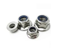 5-30pcs M4 M5 M6 M8 M10 M12 304 Stainless Steel Flanged Nyloc Nuts Flange Nylon Insert Locking Nut Hexagon Nuts(M8-10pcs)