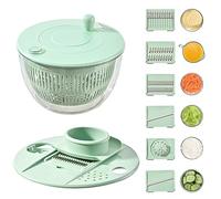 5.3Qt Large Salad Spinner and Slicer, Multifunctional Lettuce Spinner Dryer with 5 Mandoline Blades, BPA-Free Vegetable Washer & Egg Yolk Separator for Kitchen Prep (Green)