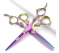 5,5 pouces et 6 pouces Violet Ciseaux de coiffure Barbier Cheveux Professionnel Ciseaux Hand-cutting et ciseaux à effiler