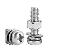 5-50 ensembles de vis à tête ronde à tête ronde croisée avec rondelles de blocage et écrous M1.6 M2 M3 M4 M5 M6 M8 vis et écrous en acier inoxydable(6mm,M4 20sets)