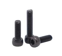 5-50 Pièces M1.4-M6 Vis à machine à tête cylindrique hexagonale creuse moletée zinguée noire en acier inoxydable, M4x45mm(10 pièces)