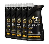 5 (5X1) Litres MANNOL 2-Tact Plus Huile De Mélange Partiellement Synthétique