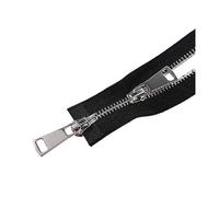 5# 60/70/80/90/100/120/150cm Double curseurs verrouillage automatique métal fermeture éclair manteau veste fermeture éclair, Noir, 150cm