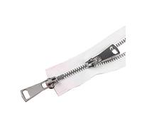 5# 60/70/80/90/100/120/150cm Double curseurs verrouillage automatique métal fermeture éclair manteau veste fermeture éclair, Blanc, 90cm