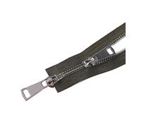 5# 60/70/80/90/100/120/150cm Double curseurs verrouillage automatique métal fermeture éclair manteau veste fermeture éclair, armée verte, 90cm