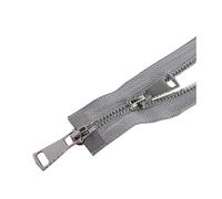 5# 60/70/80/90/100/120/150cm Double curseurs verrouillage automatique métal fermeture éclair manteau veste fermeture éclair, Gris, 90cm