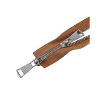 5# 60/70/80/90/100/120/150cm Double curseurs verrouillage automatique métal fermeture éclair manteau veste fermeture éclair, Brun, 90cm