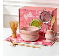 5/7/8 pièces Ensemble de fouet à matcha japonais, texture nœud & cœur, boîte cadeau rose/boîte cadeau noire, convient pour usage personnel, Saint-Valentin, Noël, Thanksgiving, cadeaux de remise des di