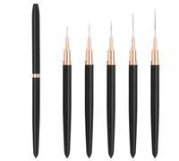 5/8/12/20/25mm Pinceau Nail Art Ongles Professionnel avec Capuchon Bouchon 5 Pièces - LEA-SHALL Pinceaux Liner Ultra Très Fin pour Ongle Gel, Peinture Acrylique, UV Construction, Brosses French Set