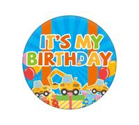 5,8cm Pin's C'est Mon Anniversaire, Motif Pelleteuse et Ballons Badge Joyeux Anniversaire pour Garçons Filles Femmes et Hommes Décoration de Fête