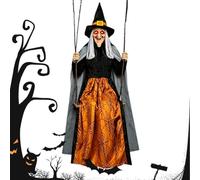 5.91ft Hanging Witch on Swing Halloween Decoration | 5.91ft Hanging Witch On Swing For Spooky Halloween Decor, Haunted Houses, Porches, Gardens, Yards And Indoor Parties