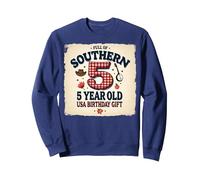 5 and Full of Southern Charm Cadeau d'anniversaire USA Sweatshirt, Unisexe pour Adultes, Bleu Marine, XL