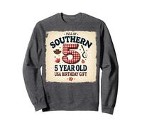 5 and Full of Southern Charm Cadeau d'anniversaire USA Sweatshirt, Unisexe pour Adultes, Chiné Foncé, L