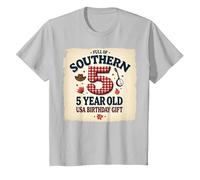 5 and Full of Southern Charm Cadeau d'anniversaire USA T-Shirt, Enfant, Argent, 2 Ans