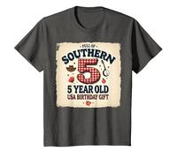 5 and Full of Southern Charm Cadeau d'anniversaire USA T-Shirt, Enfant, Asphalte, 10 Ans