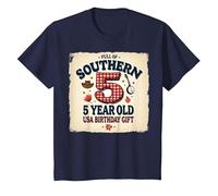 5 and Full of Southern Charm Cadeau d'anniversaire USA T-Shirt, Enfant, Bleu Marine, 8 Ans