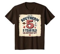 5 and Full of Southern Charm Cadeau d'anniversaire USA T-Shirt, Enfant, Marron, 2 Ans