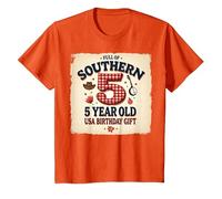 5 and Full of Southern Charm Cadeau d'anniversaire USA T-Shirt, Enfant, Orange, 3 Ans